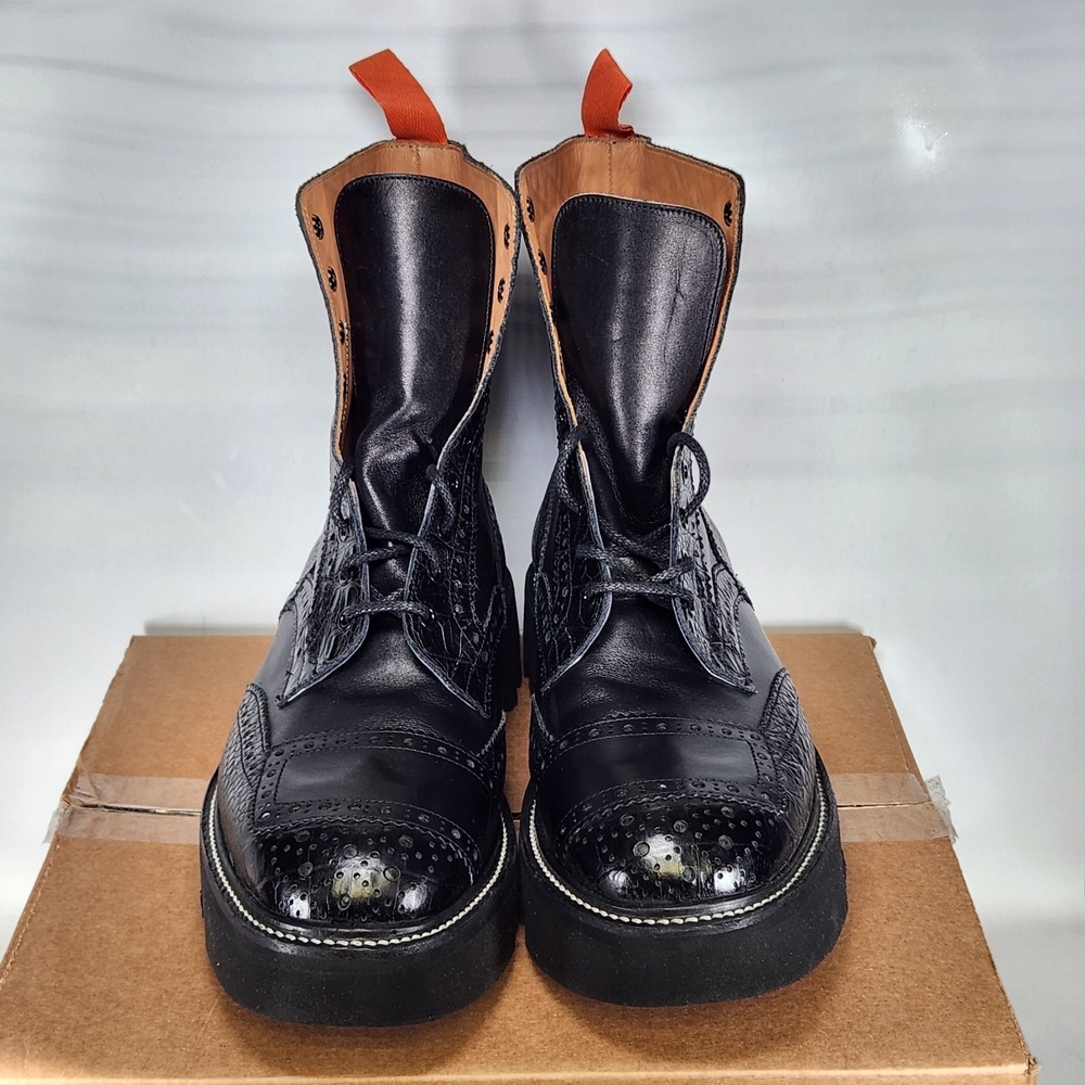 Tricker's Brogue Boots Mens Size 11 Black Two Tone High Leg Todd Snyder 7565/4 - Picture 3 of 10